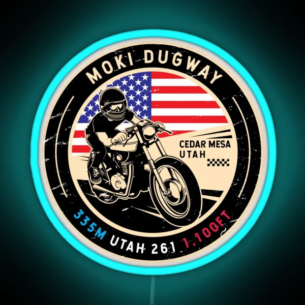 Moki Dugway Utah Motorcycle RGB Neon Sign