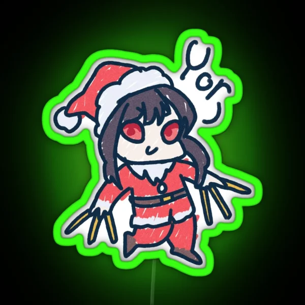 Mommy Yor In Santa Costume In Kids Drawing Chibi Led RGB Neon Sign