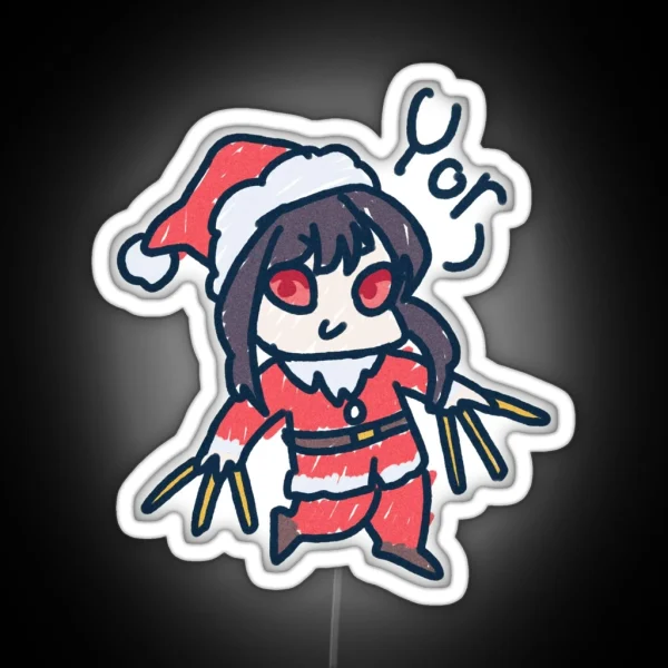 Mommy Yor In Santa Costume In Kids Drawing Chibi Led RGB Neon Sign