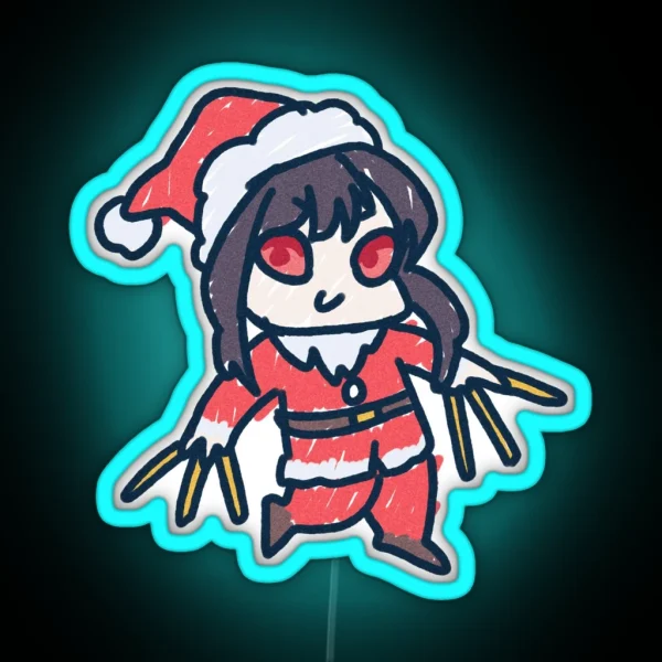 Mommy Yor In Santa Costume In Kids Drawing Chibi Led RGB Neon Sign