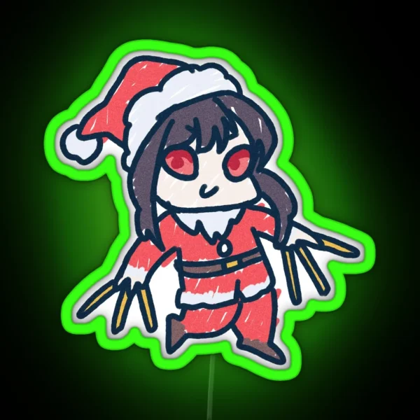 Mommy Yor In Santa Costume In Kids Drawing Chibi Led RGB Neon Sign