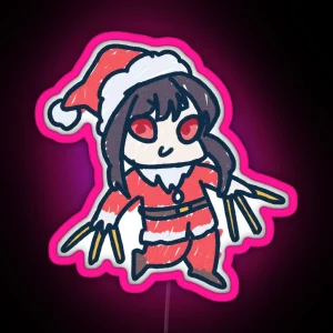 Mommy Yor In Santa Costume In Kids Drawing Chibi Led RGB Neon Sign