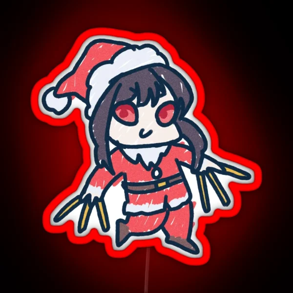 Mommy Yor In Santa Costume In Kids Drawing Chibi Led RGB Neon Sign