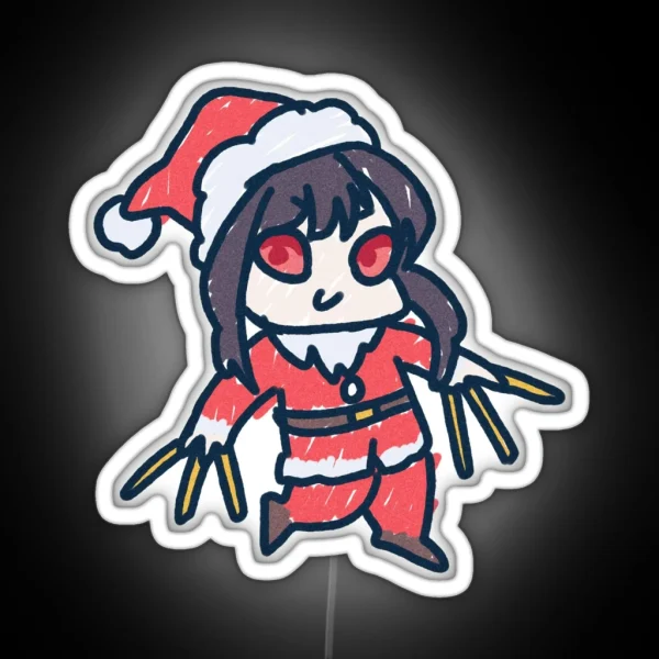Mommy Yor In Santa Costume In Kids Drawing Chibi Led RGB Neon Sign