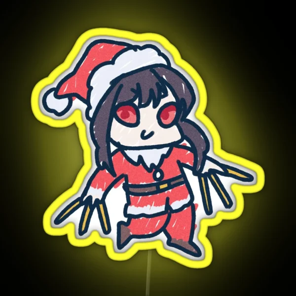 Mommy Yor In Santa Costume In Kids Drawing Chibi Led RGB Neon Sign
