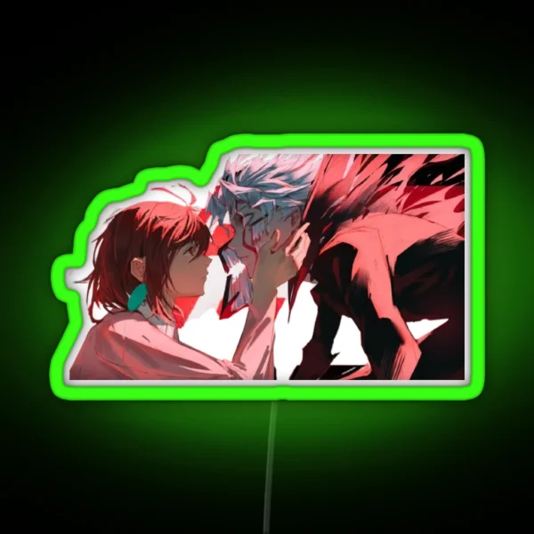 Momo Aya And Okaru First Kiss Anime Dandadan RGB Neon Sign