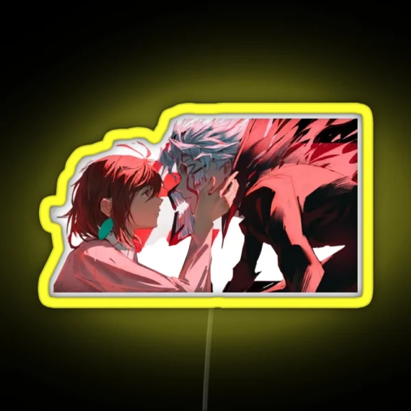 Momo Aya And Okaru First Kiss Anime Dandadan RGB Neon Sign