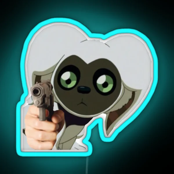 Momo With A Gun RGB Neon Sign