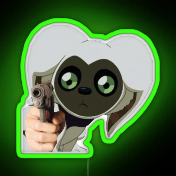 Momo With A Gun RGB Neon Sign