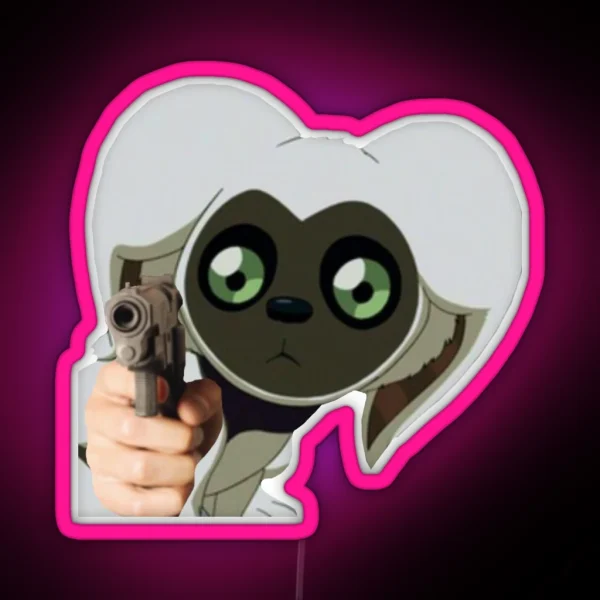 Momo With A Gun RGB Neon Sign