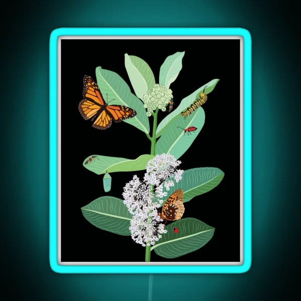Monarchs And Milkweed RGB Neon Sign