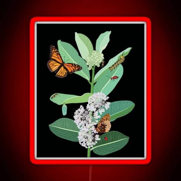 Monarchs And Milkweed RGB Neon Sign