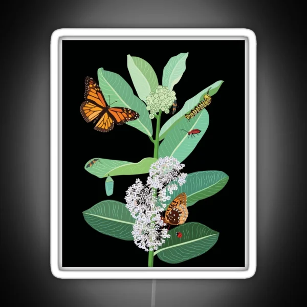 Monarchs And Milkweed RGB Neon Sign
