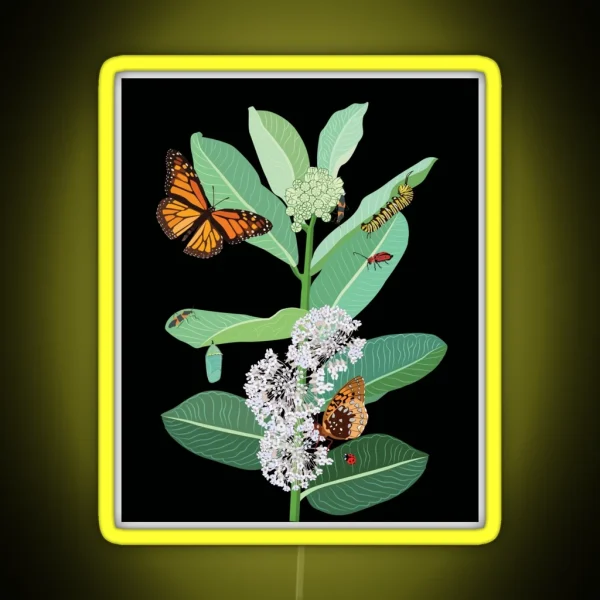 Monarchs And Milkweed RGB Neon Sign