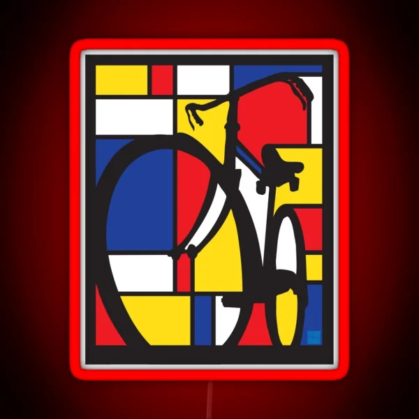 Mondrian Bicycle Art RGB Neon Sign
