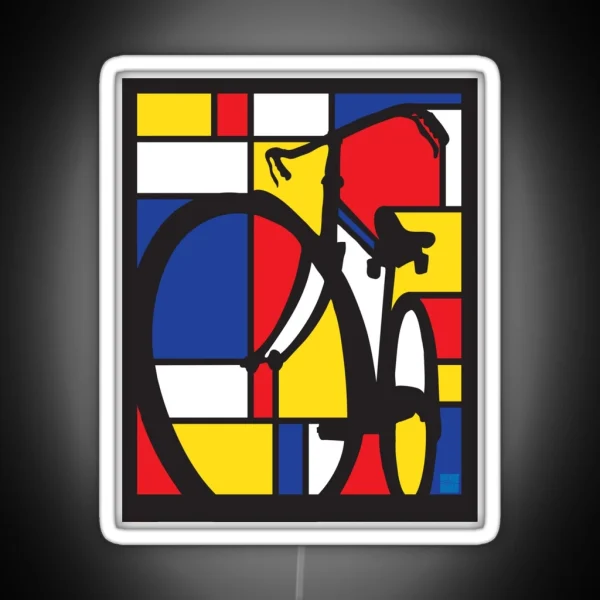 Mondrian Bicycle Art RGB Neon Sign