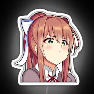 Monika Cute Kawaii Anime Girl Pouting RGB Neon Sign