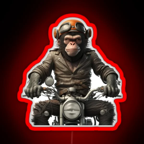 Monkey Biker Off Road Adventure Monkey On A Motorcycle RGB Neon Sign