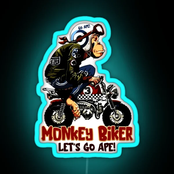Monkey Biker RGB Neon Sign