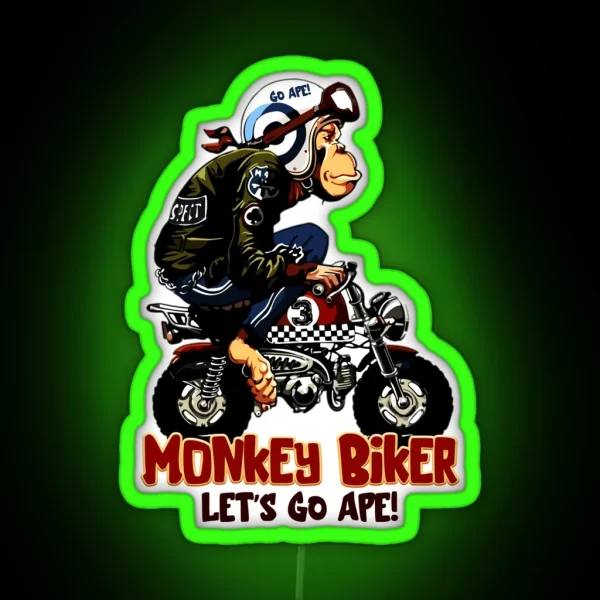 Monkey Biker RGB Neon Sign