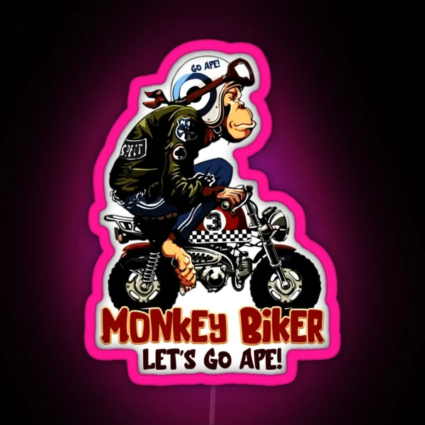 Monkey Biker RGB Neon Sign