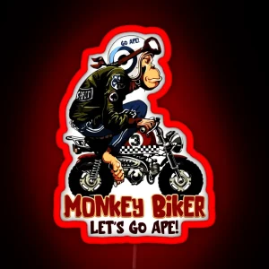 Monkey Biker RGB Neon Sign