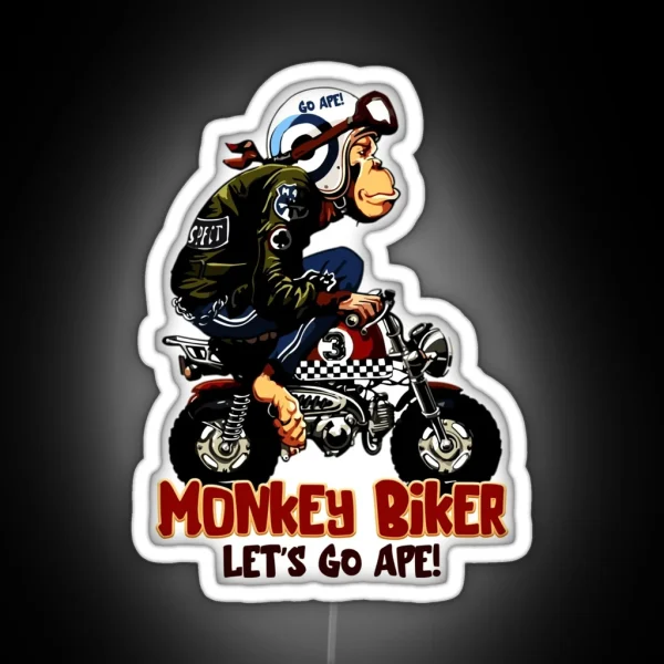 Monkey Biker RGB Neon Sign