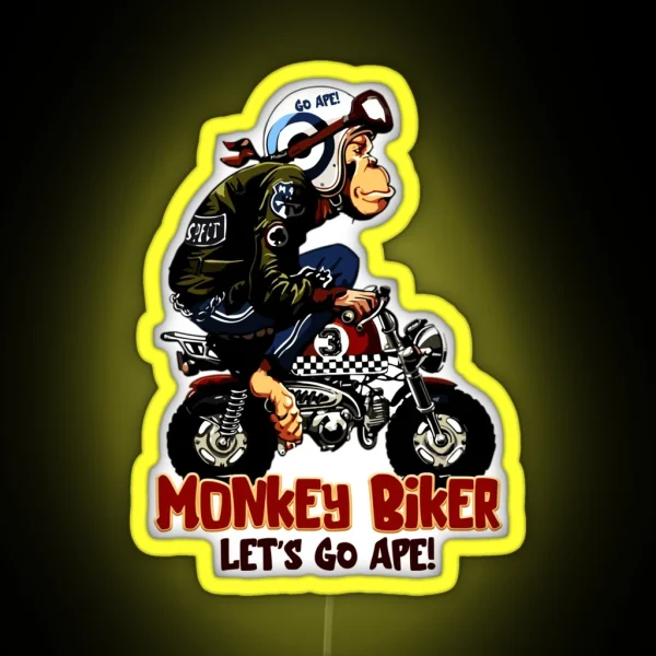 Monkey Biker RGB Neon Sign