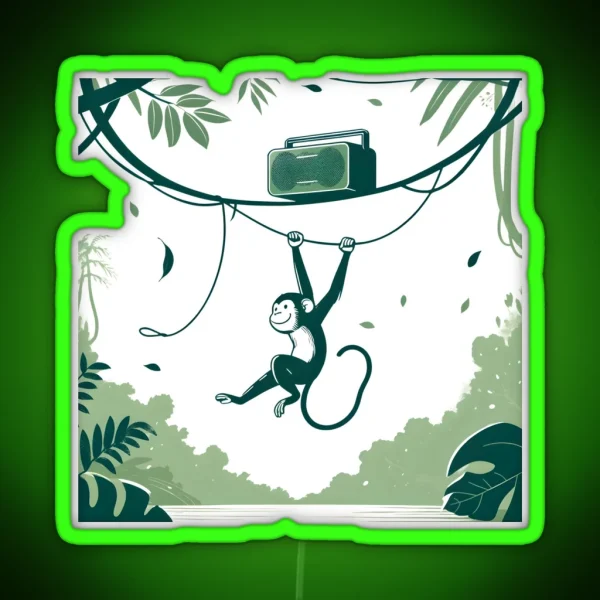 Monkey Enjoy Music RGB Neon Sign