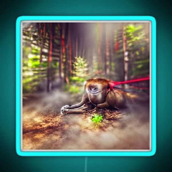 Monkey In Forest RGB Neon Sign