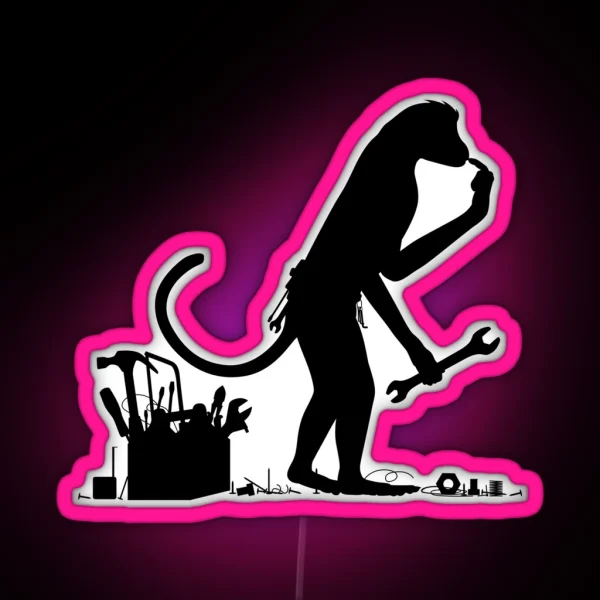 Monkey Mechanic RGB Neon Sign