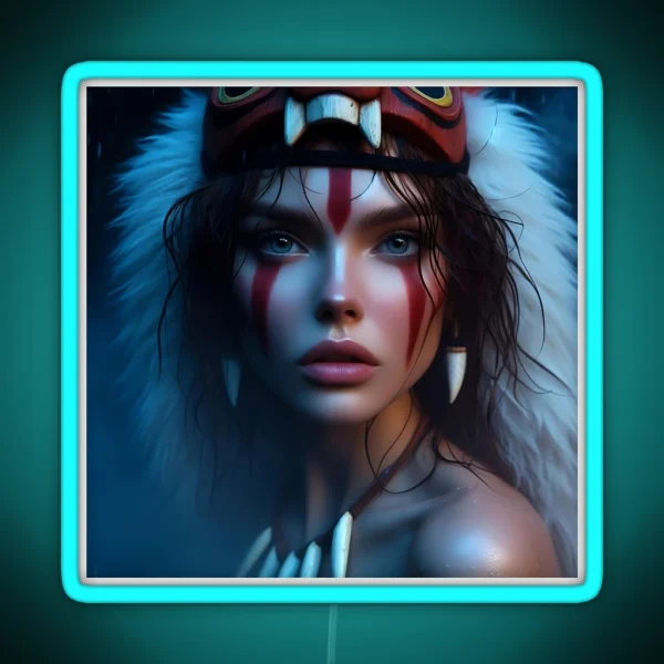 Mononoke The Daughter Of The Moro Wolf Realistic Version RGB Neon Sign