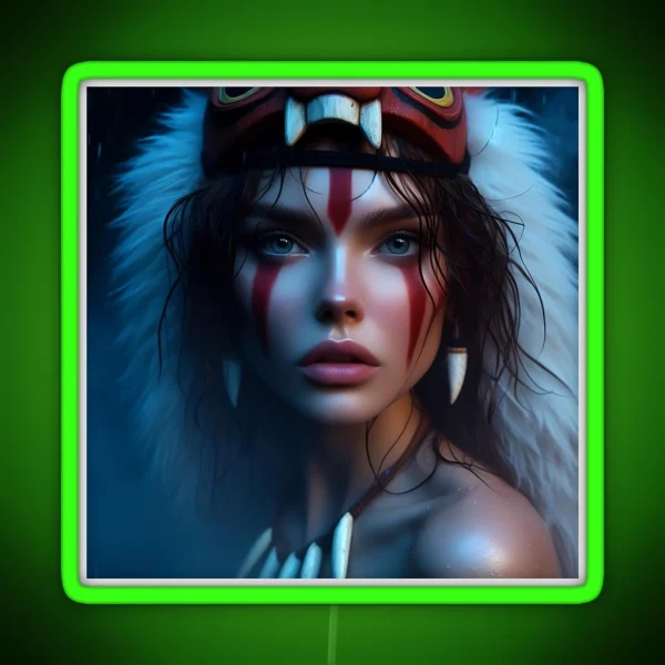 Mononoke The Daughter Of The Moro Wolf Realistic Version RGB Neon Sign