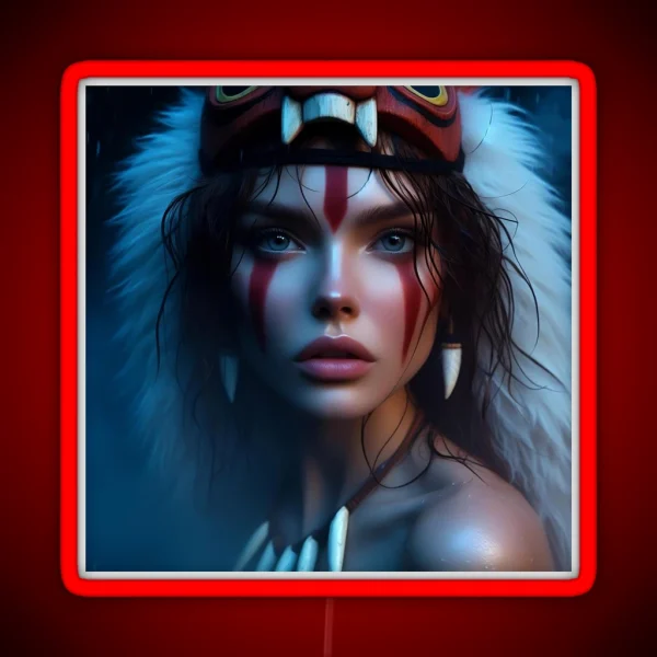 Mononoke The Daughter Of The Moro Wolf Realistic Version RGB Neon Sign