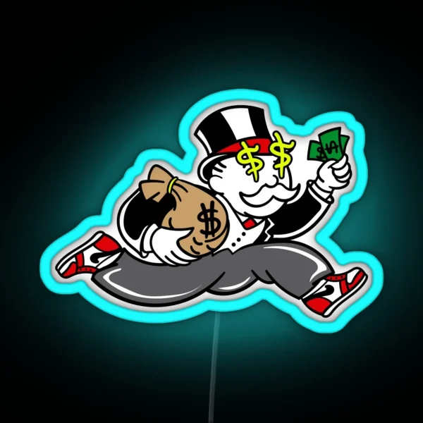 Monopoly Guy With Money RGB Neon Sign