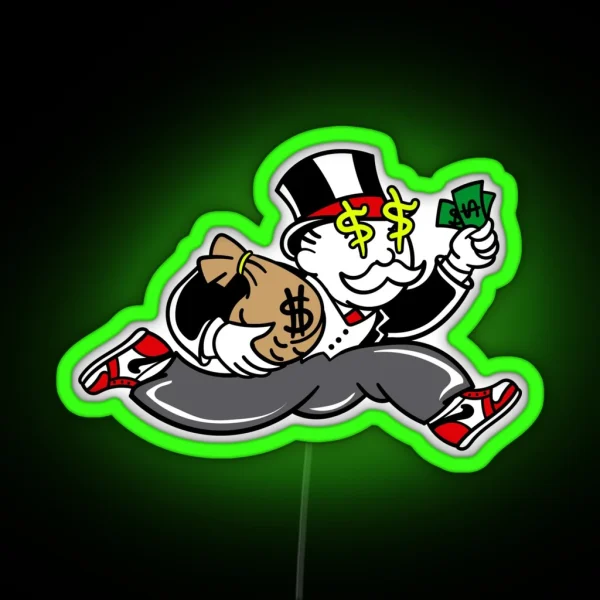 Monopoly Guy With Money RGB Neon Sign