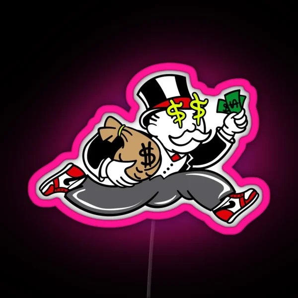 Monopoly Guy With Money RGB Neon Sign