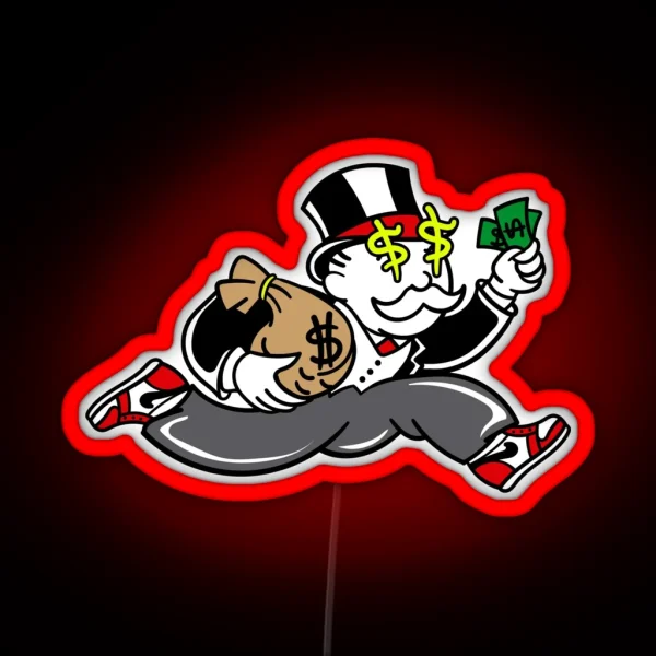 Monopoly Guy With Money RGB Neon Sign