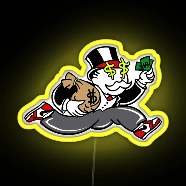 Monopoly Guy With Money RGB Neon Sign