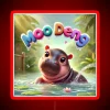 adorable baby pygmy hippo playing in water, neon red