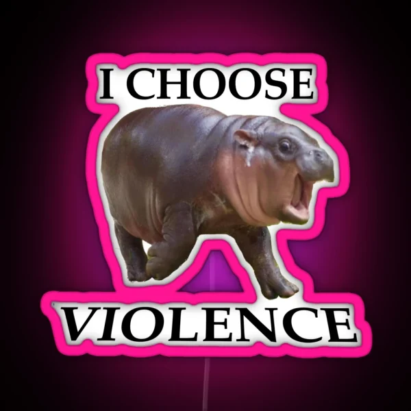 Moo Deng Chooses Violence RGB Neon Sign