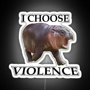 Moo Deng Chooses Violence RGB Neon Sign