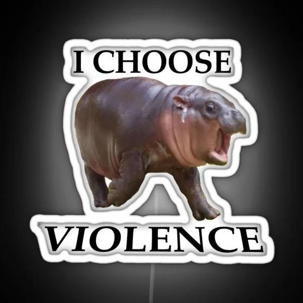 Moo Deng Chooses Violence RGB Neon Sign