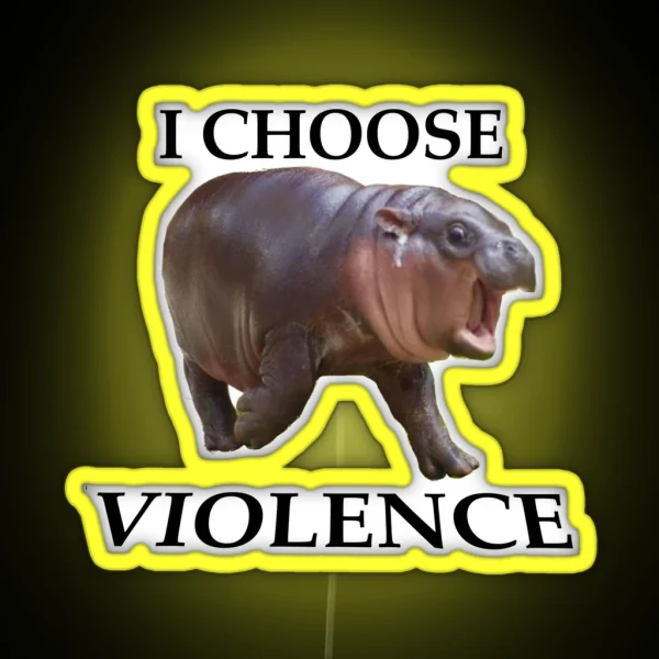 Moo Deng Chooses Violence RGB Neon Sign