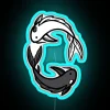 RGB Neon Moon and Ocean Fish Design - Vibrant Marine-Life-Inspired Blue Sign