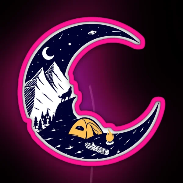 Moon Camping RGB Neon Sign