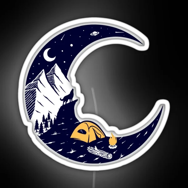 Moon Camping RGB Neon Sign