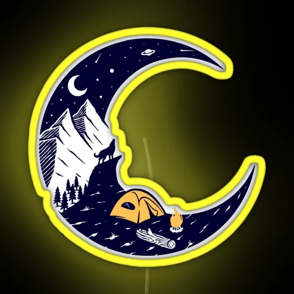 Moon Camping RGB Neon Sign