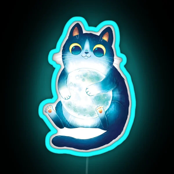 Moon Cat RGB Neon Sign