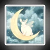RGB neon sign of a moon rabbit - white background